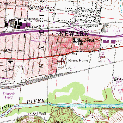 Topographic Map of Licking County Childrens Home, OH