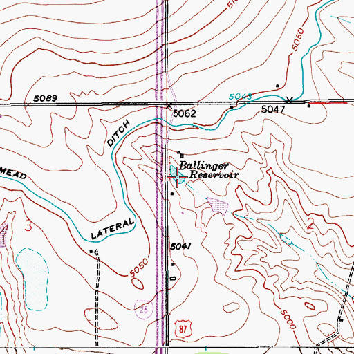 Topographic Map of Ballinger Reservoir, CO