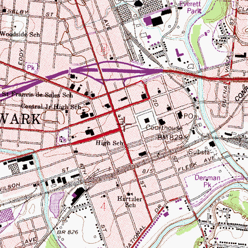 Topographic Map of Newark Municipal Building, OH