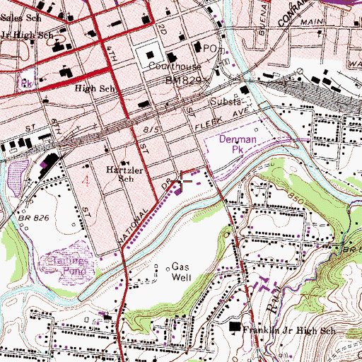 Topographic Map of Second Baptist Church, OH