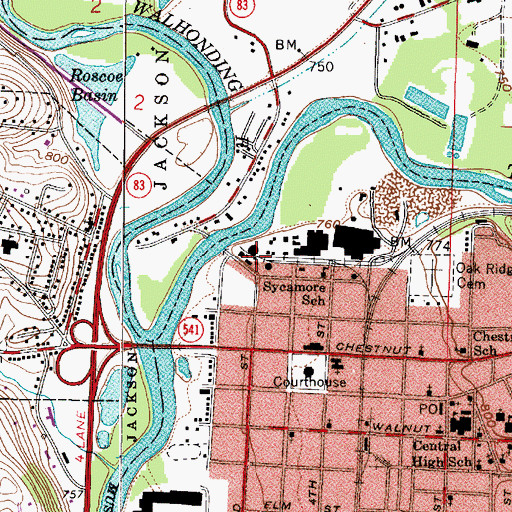 Topographic Map of Coshocton Water Works, OH