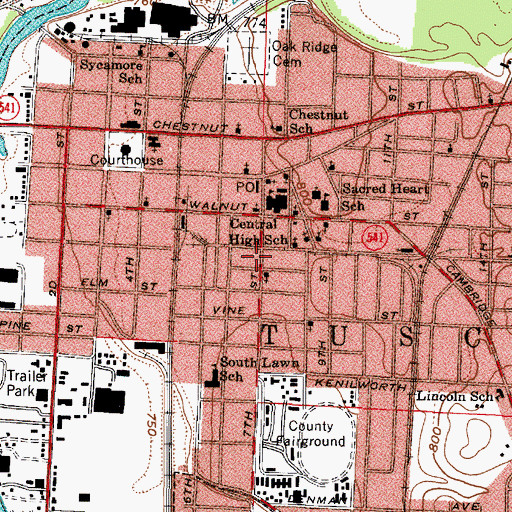 Topographic Map of Coshocton Fire Department, OH