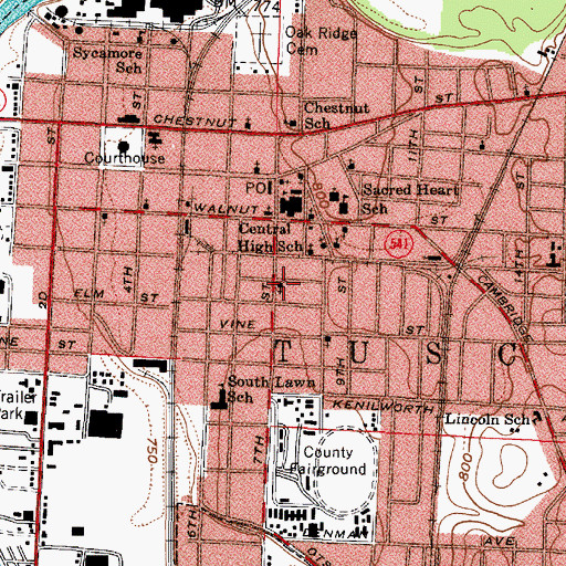 Topographic Map of First Christian Baptist Church, OH