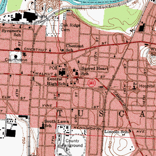 Topographic Map of First Church of Christ Scientist, OH