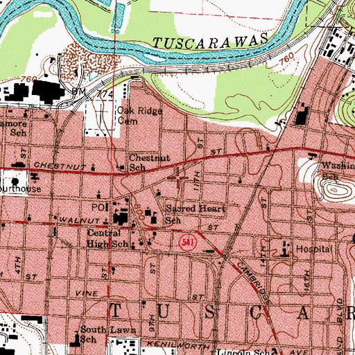 Topographic Map of Kingdom Hall of Jehovahs Witnesses, OH