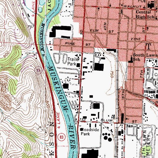 Topographic Map of River Run Centre Shopping Center, OH
