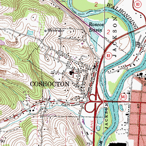Topographic Map of Roscoe School (historical), OH