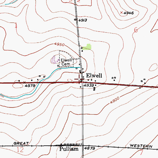 Topographic Map of Elwell, CO