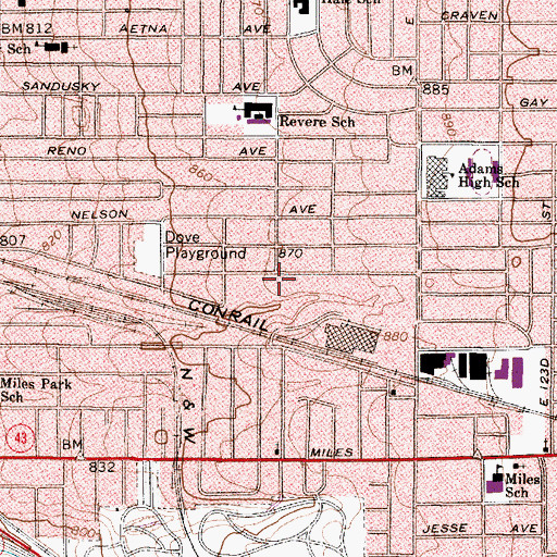 Topographic Map of Avon Baptist Church, OH