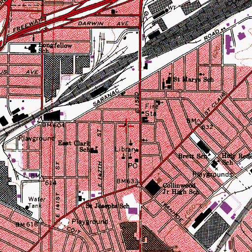 Topographic Map of Collinwood Congregational Church, OH