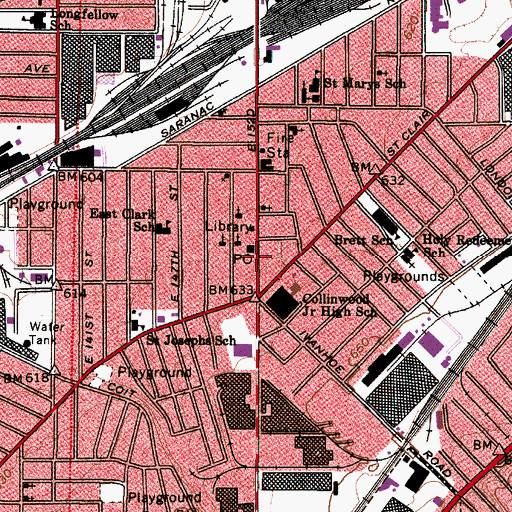 Topographic Map of Collinwood Station Cleveland Post Office, OH