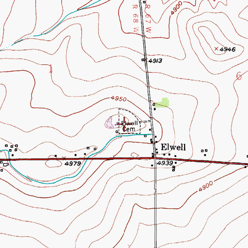 Topographic Map of Elwell Cemetery, CO