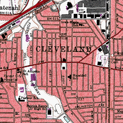 Topographic Map of Everlasting Missionary Baptist Church, OH