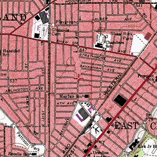 Topographic Map of First Church of the Nazarene, OH