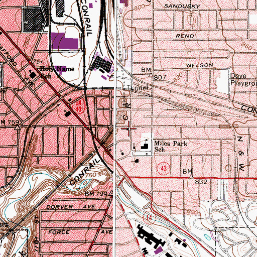 Topographic Map of Grace Episcopal Church, OH