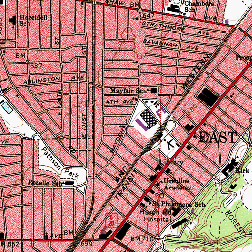 Topographic Map of Hayden Avenue Baptist Church, OH
