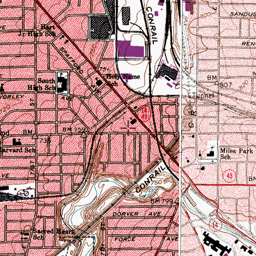 Topographic Map of Holy Name Convent, OH