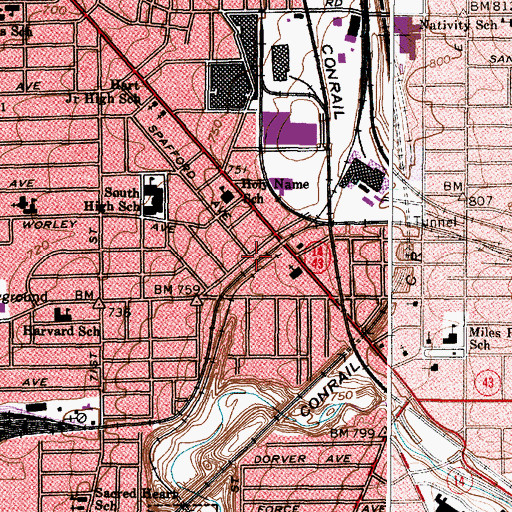 Topographic Map of Jones Road Congregational Church, OH