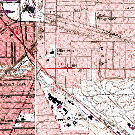 Topographic Map of Miles Park Baptist Church, OH