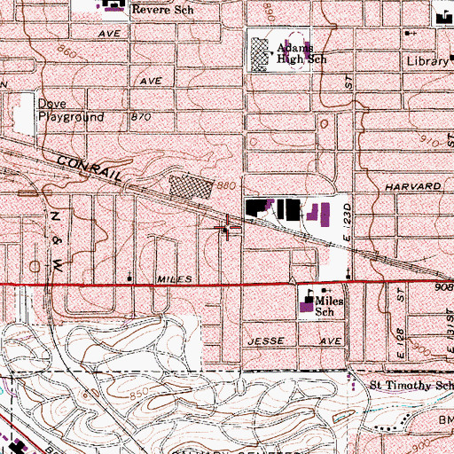Topographic Map of Olive Grove Baptist Church, OH