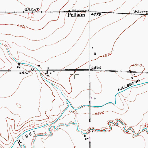 Topographic Map of Pulliam, CO
