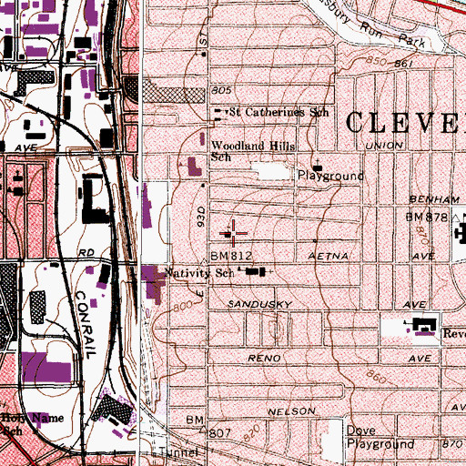Topographic Map of Saint Josephs School, OH