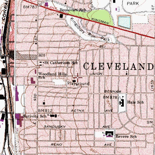 Topographic Map of Saint Michaels Hall, OH