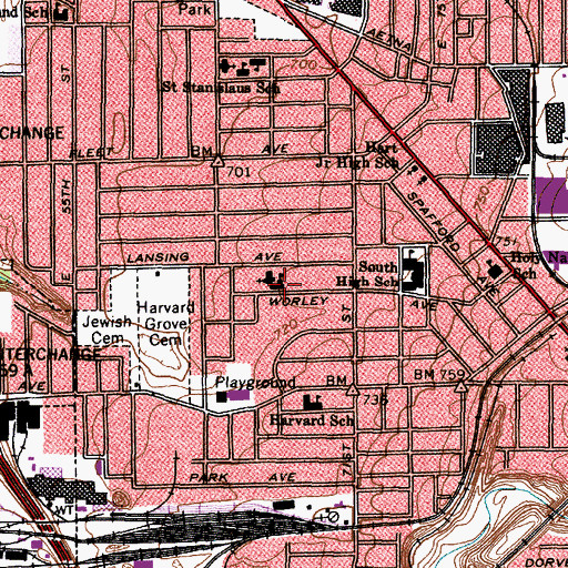 Topographic Map of School of the Heart of the Blessed Virgin Mary, OH