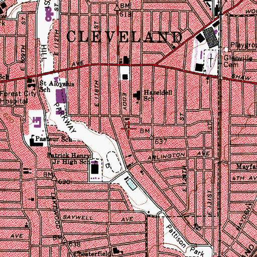 Topographic Map of Second Mount Olive Baptist Church, OH