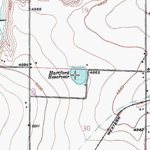 Topographic Map of Hartford Reservoir, CO