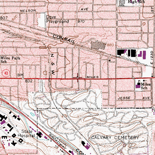 Topographic Map of Twentysecond United Presbyterian Church, OH
