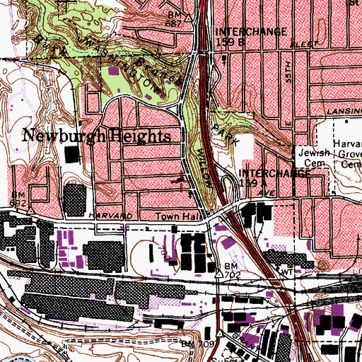 Topographic Map of Washington Park School, OH