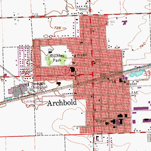 Topographic Map of McLaughlin Memorial Public Library, OH