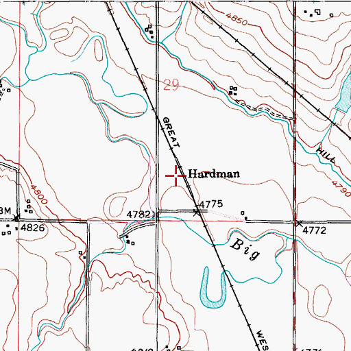 Topographic Map of Hardman, CO