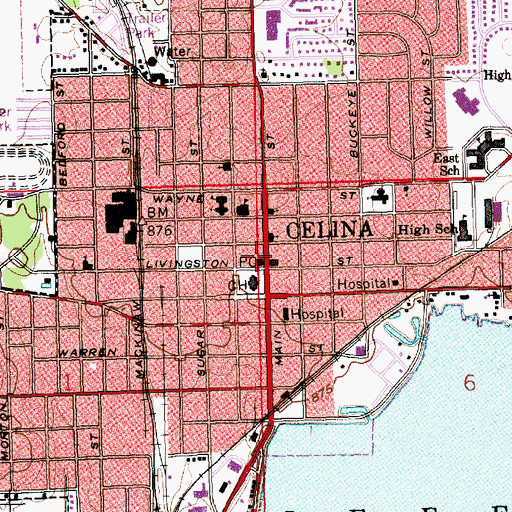 Topographic Map of Mercer County Jail, OH