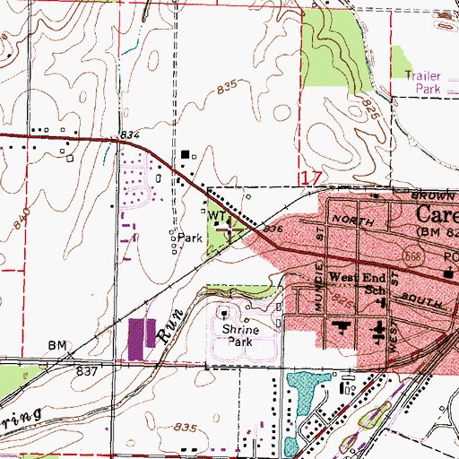 Topographic Map of Carey Water Works, OH
