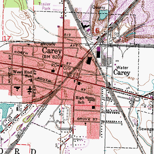 Topographic Map of Dorcas Carey Public Library, OH