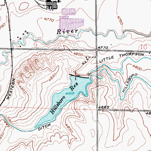 Topographic Map of Hillsboro Reservoir, CO