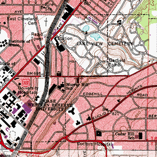 Topographic Map of Alta Branch Cleveland Public Library, OH