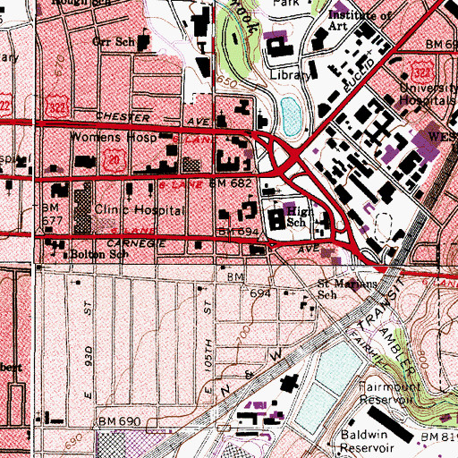 Topographic Map of Carnegie Medical Building, OH