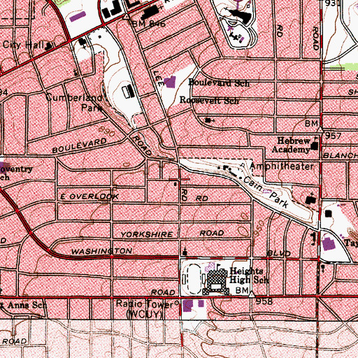 Topographic Map of Cleveland Heights Branch Cleveland Post Office, OH