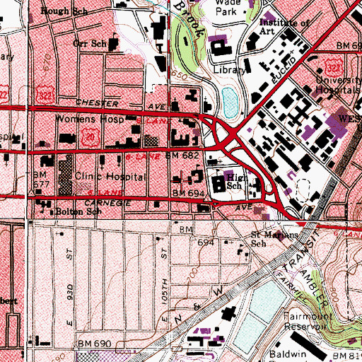 Topographic Map of East End Branch Young Mens Christian Association, OH