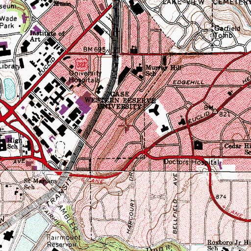 Topographic Map of First Church of Christ Scientist, OH