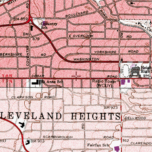 Topographic Map of Grace Lutheran Church, OH