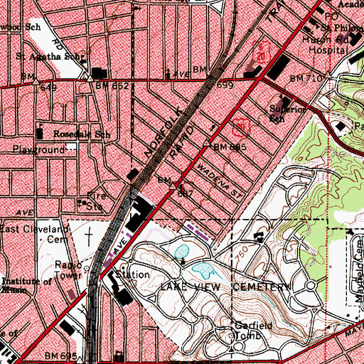 Topographic Map of Lakeside Baptist Church, OH
