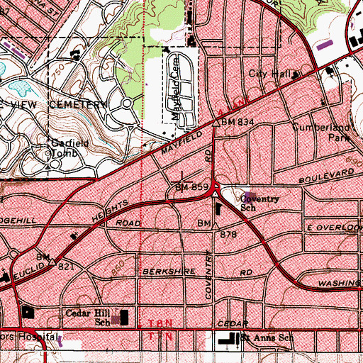 Topographic Map of Marmarosher Jewish Center, OH