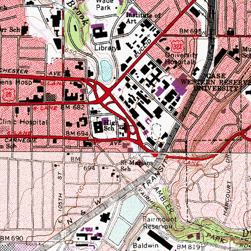 Topographic Map of Observation Public School (historical), OH