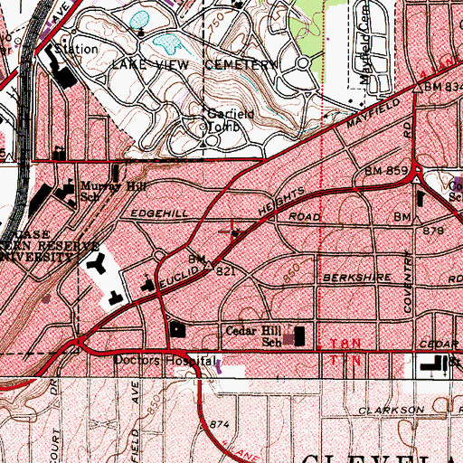 Topographic Map of Saint Albans Episcopal Church, OH