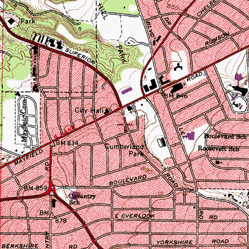 Topographic Map of The Heights Jewish Center, OH