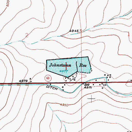 Topographic Map of Johnstown Reservoir, CO